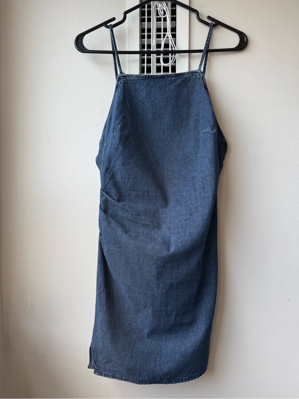 100% Cotton Denim Dress with Spaghetti Straps - Dark Blue - Picture 2 of 13